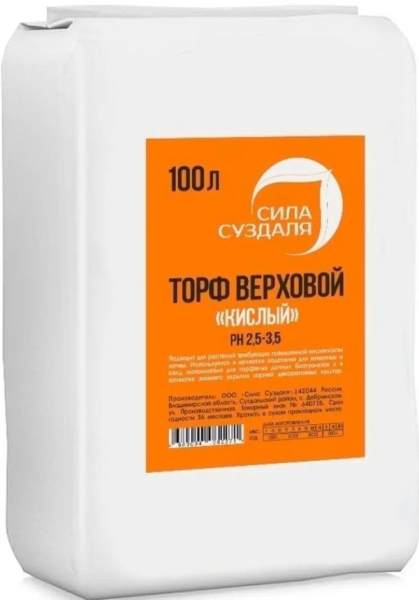 Торф кислый, 100 литров, Сила Суздаля от производителя Сила Суздаля